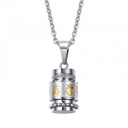 Rotatable mantra pendant with stainless steel necklaceNecklaces