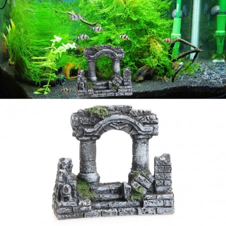 Aquarium Fish Tank Decoration Resin Rome Square Stone PillarsAquarium