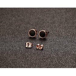Black & white rose gold stud round earringsEarrings