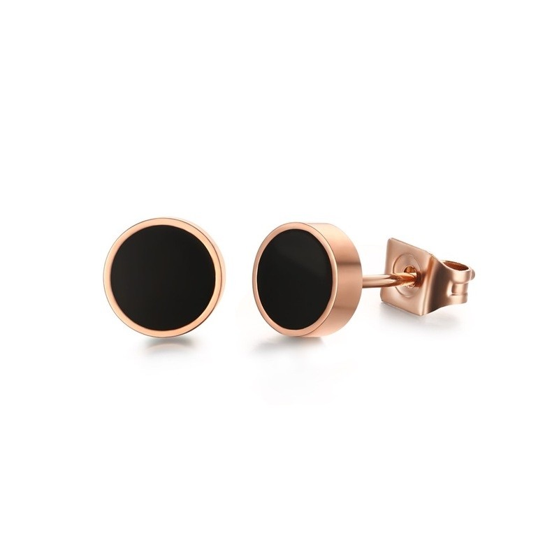 Black & white rose gold stud round earringsEarrings