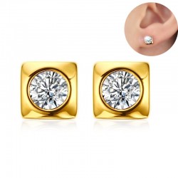 Round crystal stud gold square earringsEarrings