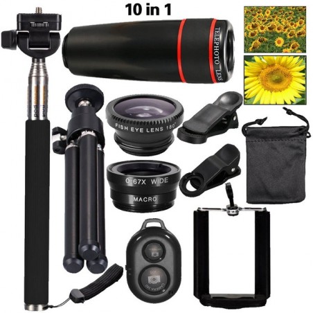 iPhone 8 7 6 5 S Smartphone Mobile Tripod 12X Telephoto Telescope Lens KitAccessories