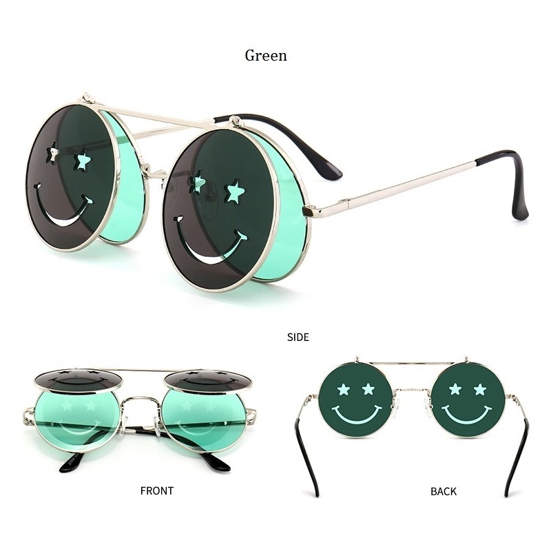Steampunk Vintage Round Double Lens Sunglasses UnisexSunglasses