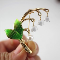 Lily of the valley & pearl - broochBrooches