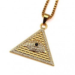 Crystal Egyptian Pyramid & Eye Pendant Necklace UnisexNecklaces