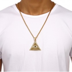 Crystal Egyptian Pyramid & Eye Pendant Necklace UnisexNecklaces