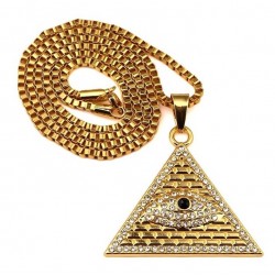 Crystal Egyptian Pyramid & Eye Pendant Necklace UnisexNecklaces