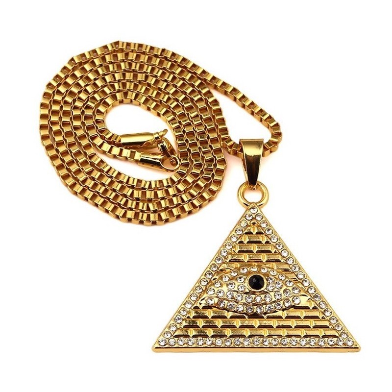 Crystal Egyptian Pyramid & Eye Pendant Necklace UnisexNecklaces