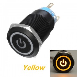 12V 5-pin 19mm metal push button - momentary power switch with LED - waterproof switch - BlackSwitches
