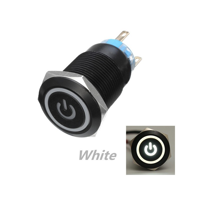 12V 5-pin 19mm metal push button - momentary power switch with LED - waterproof switch - BlackSwitches 12V 5-pin 19mm metal push button - momentary power switch with LED - waterproof switch - BlackSwitches