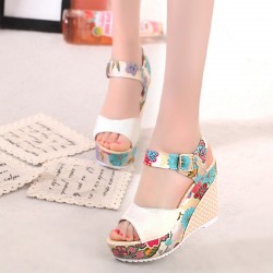 Flower pattern wedge heel sandalsSandals