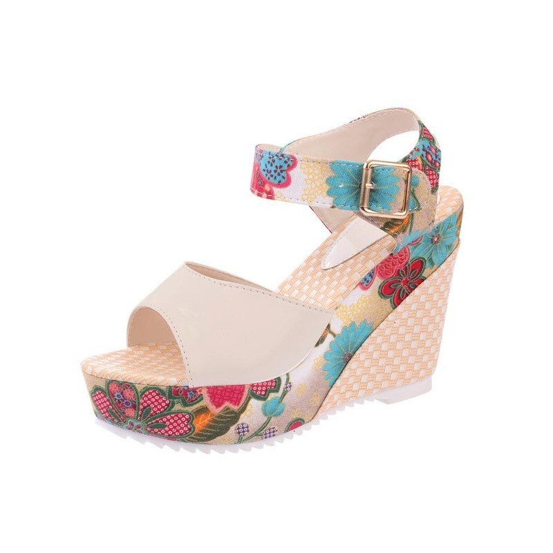 Flower pattern wedge heel sandalsSandals