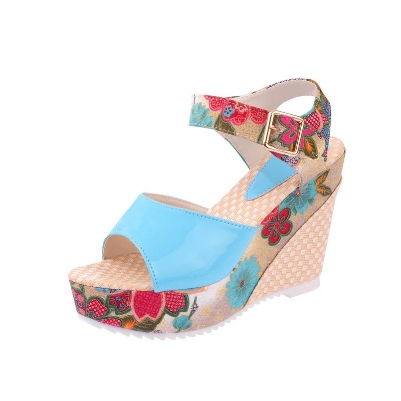 Flower pattern wedge heel sandalsSandals