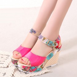 Flower pattern wedge heel sandalsSandals