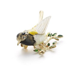 Oriole bird rhinestone & enamel broochBrooches
