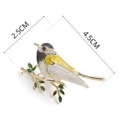 Oriole bird rhinestone & enamel broochBrooches