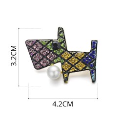 Colourful crystal dog broochBrooches