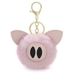 Fur pompom - piggy - keyringKeyrings