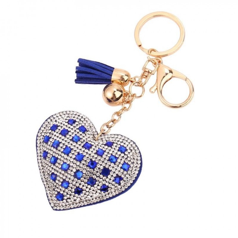 Rhinestone heart & tassel - keychain - keyringKeyrings