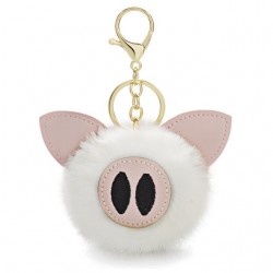 Fur pompom - piggy - keyringKeyrings