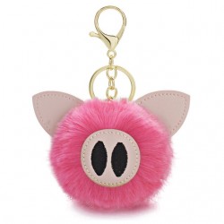 Fur pompom - piggy - keyringKeyrings