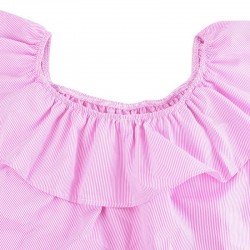 Off shoulders strapless striped ruffles mini dressDresses