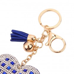 Rhinestone heart & tassel - keychain - keyringKeyrings