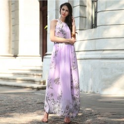 Chiffon floral print maxi dressDresses