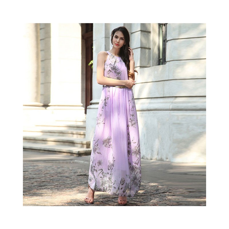 Chiffon floral print maxi dressDresses