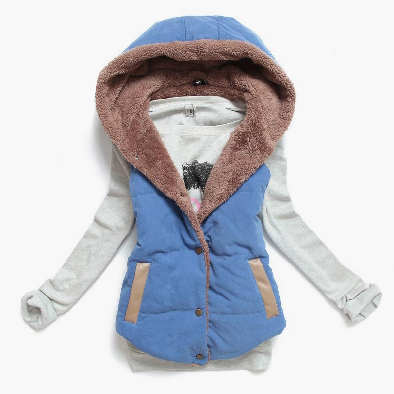Slim-design warm jacket hooded vest bodywarmer cottonJackets Slim-design warm jacket hooded vest bodywarmer cottonJackets