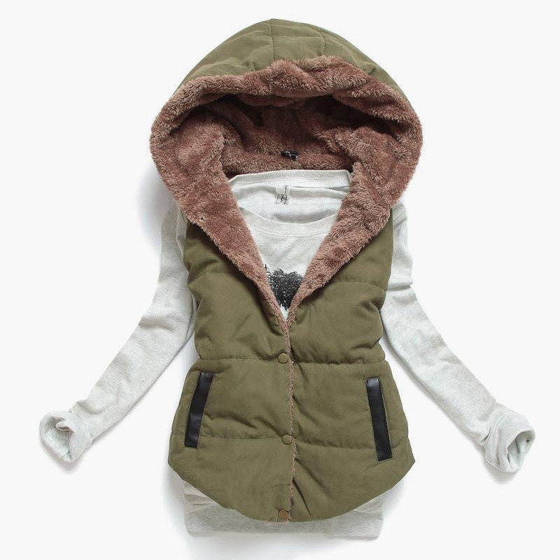Slim-design warm jacket hooded vest bodywarmer cottonJackets Slim-design warm jacket hooded vest bodywarmer cottonJackets