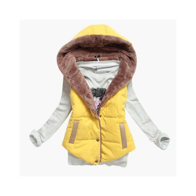 Slim-design warm jacket hooded vest bodywarmer cottonJackets Slim-design warm jacket hooded vest bodywarmer cottonJackets