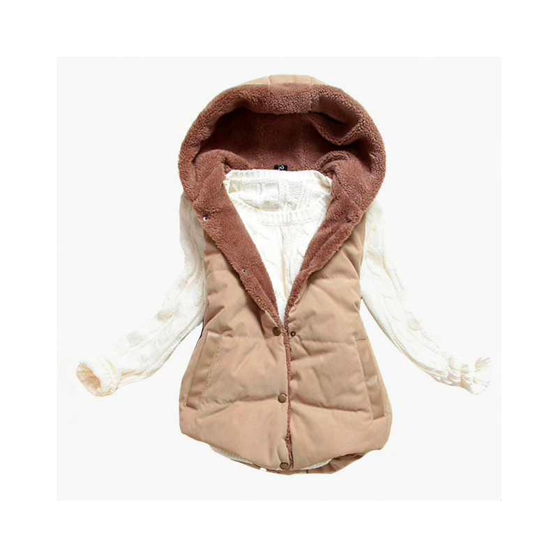 Slim-design warm jacket hooded vest bodywarmer cottonJackets Slim-design warm jacket hooded vest bodywarmer cottonJackets
