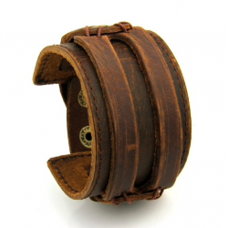 Leather cuff double wide rope bracelet unisexBracelets