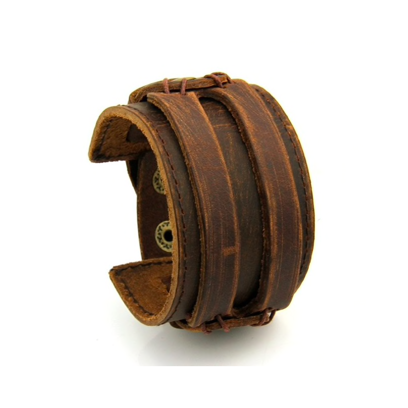 Leather cuff double wide rope bracelet unisexBracelets