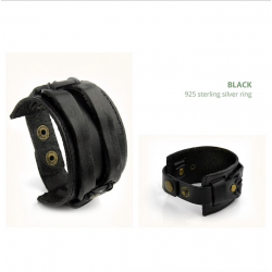 Leather cuff double wide rope bracelet unisexBracelets