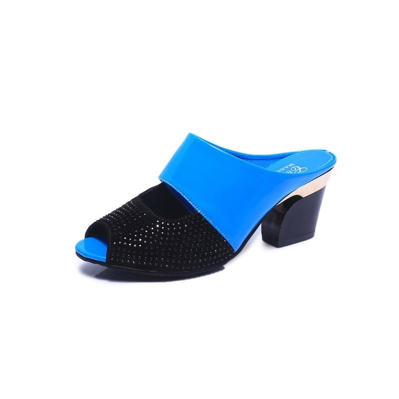 Rhinestones thick heel flip flops sandalsSandals