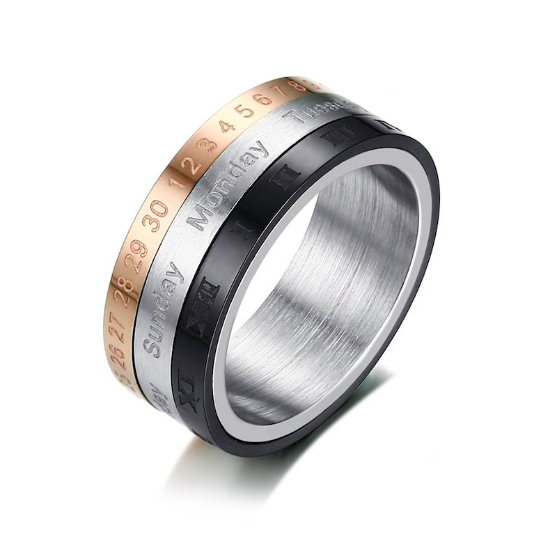 Rotatable 3 parts roman numerals ringRings