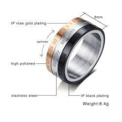 Rotatable 3 parts roman numerals ringRings
