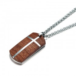 Vintage rosewood stainless steel cross necklaceNecklaces