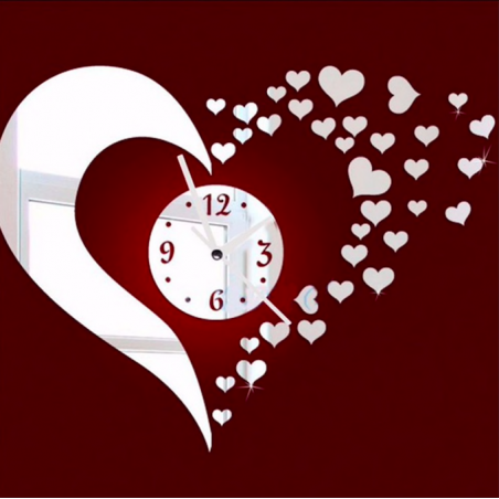 3D mirror heart & clock wall stickerWall stickers
