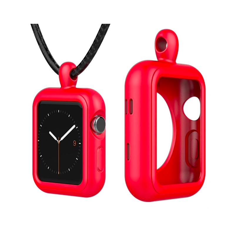 Apple Watch 1/2/3/4 / 38mm / 44mm series - silicone frame case cover with necklaceAccessories