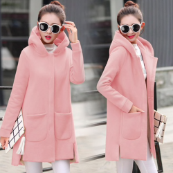 Long hooded coat fleece jacketJackets