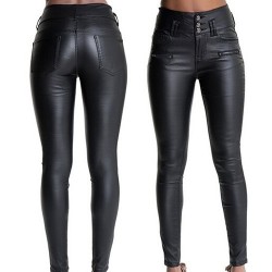 Faux leather high waisted trousers pantsWomen's fashion