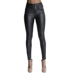Faux leather high waisted trousers pantsWomen's fashion