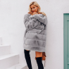 Elegant fluffy hooded long jacket - fur coat - plus sizeJackets