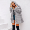 Elegant fluffy hooded long jacket - fur coat - plus sizeJackets