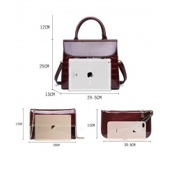 Elegant glossy leather bag set of 3 piecesSets