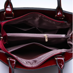 Elegant glossy leather bag set of 3 piecesSets