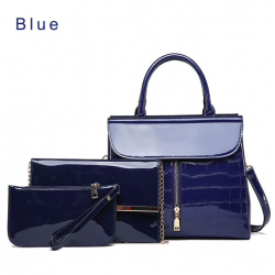 Elegant glossy leather bag set of 3 piecesSets